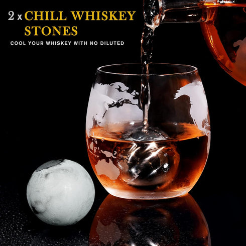 Whiskey Decanter Globe Set with Ball & Glasses